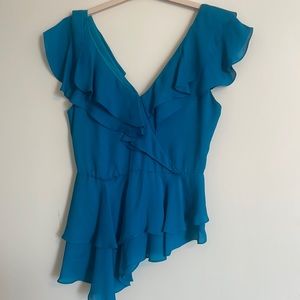Teal Flutter blouse by Alice + Olivia